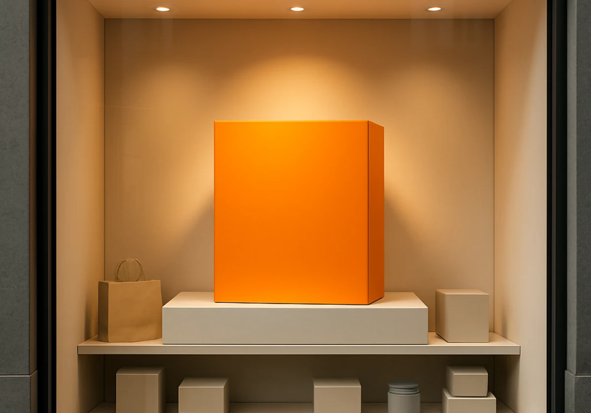 Modern retail display window at street level