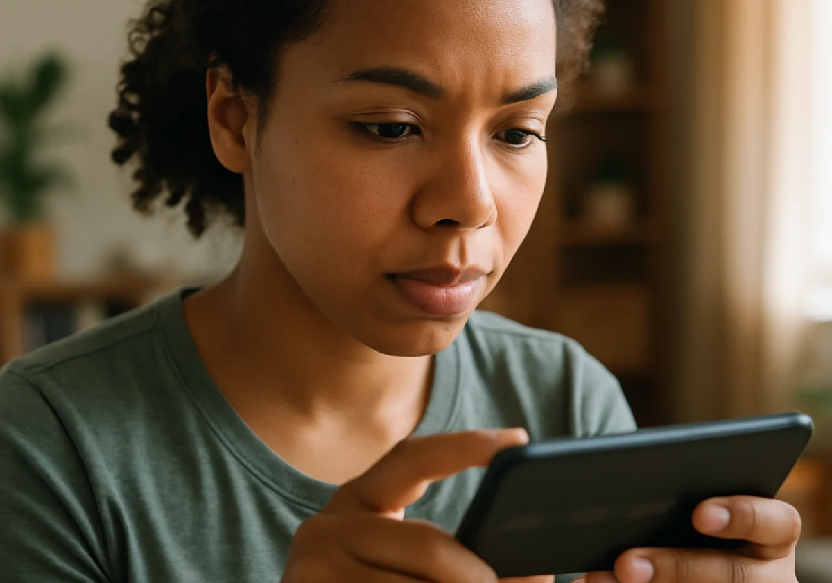 Person holding a smartphone in landscape mode